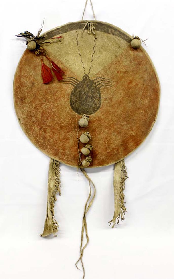 Plains Indian Painted Leather Banner Shield (1 of 2)