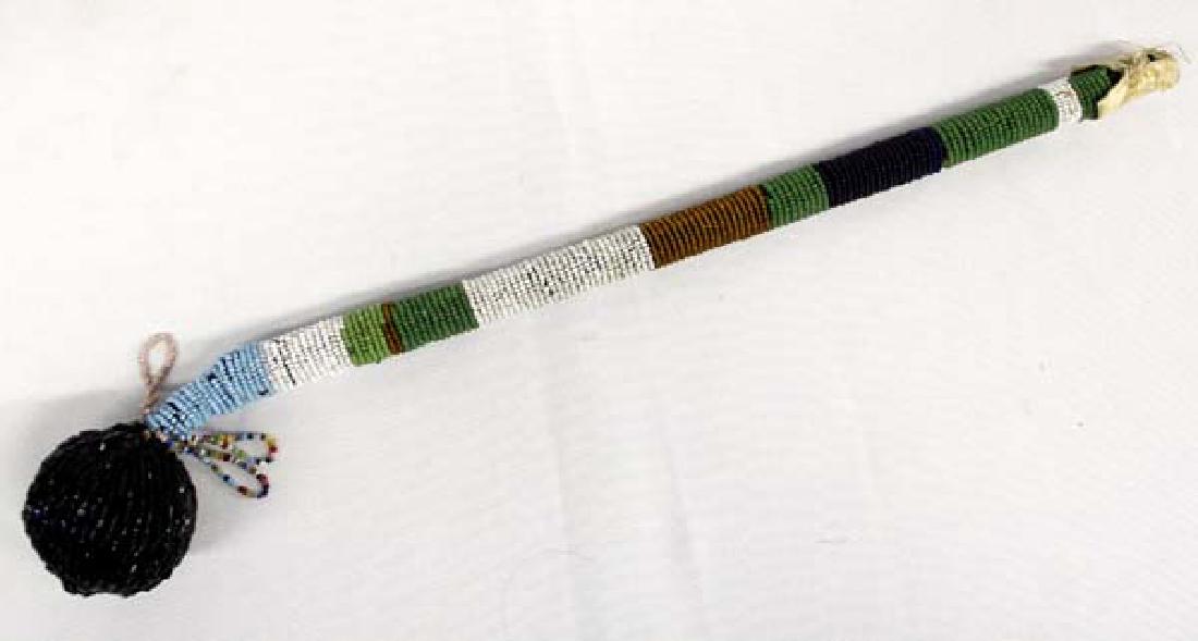 Plateau Plains Indian Stone Ball Beaded War Club (1 of 3)