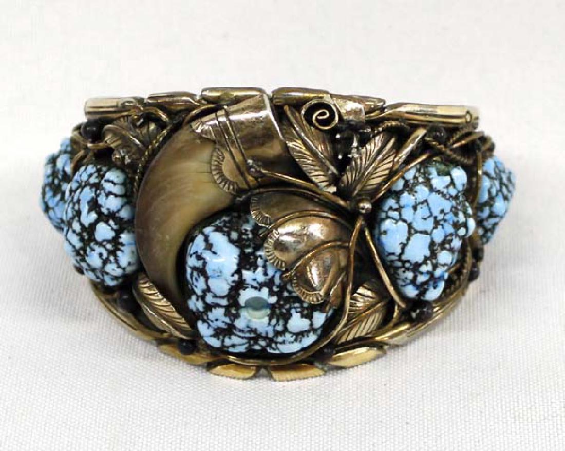 Vintage Navajo Silver Turquoise Watch Bracelet (1 of 5)