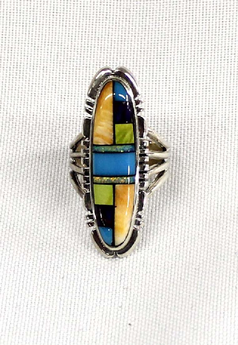 Native American Navajo Sterling Inlay Ring (1 of 4)