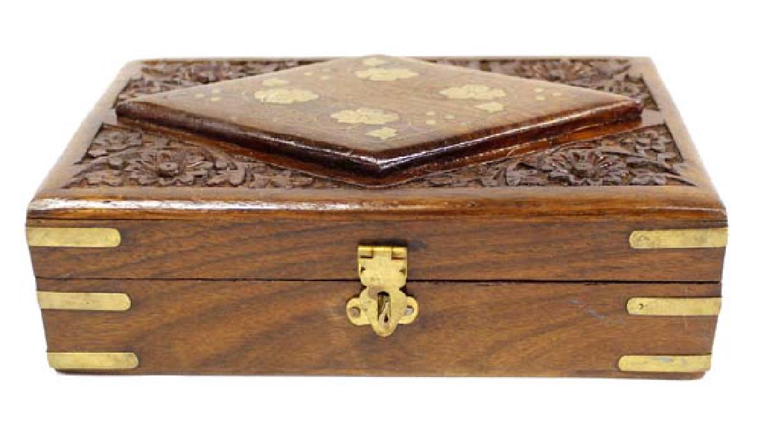 Asian Brass and Carved Wood Trinket Box (1 of 5)