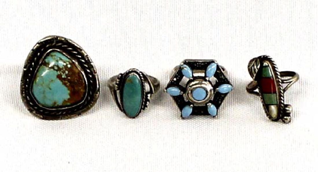 4 Sterling Silver Rings, Some Native American (1 of 3)