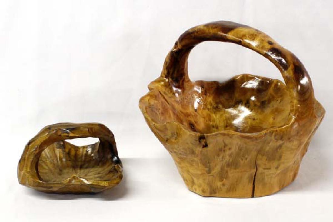 2 Carved Wood Basket Bowls (1 of 3)
