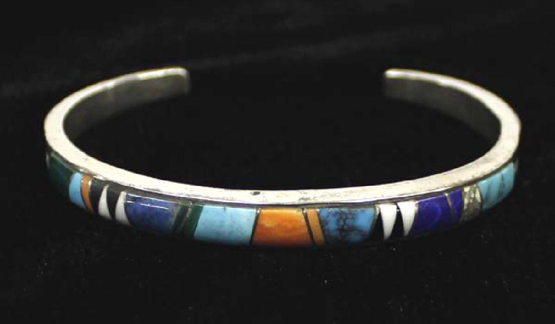 Native American Zuni Sterling Inlay Bracelet (1 of 3)