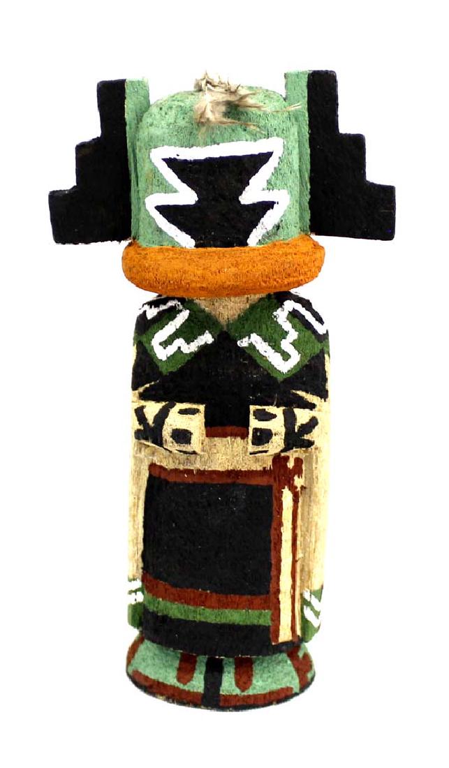 Hopi Carved Wood Kachina by Cliffton Lomayastewa: Native American Hopi Carved Wood Kachina by Cliffton Lomayastewa, measures 5''H, signed by artist, FYI: ''Cliffton was born in 1971 at Hopi Pueblo to the Katsina/Parrot Clan. He grew up at Old Oraibi 