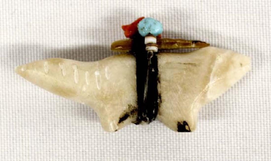 Vintage Zuni Fox Fetish by Edna Leki: Antique/Vintage Native American Zuni Fox Fetish by Edna Leki (1924-2003), measures 2''L x .75''H x .5''W, turquoise-coral-gold lip shell spirit pack, FYI: ''Edna Leki is believed to have been Zuni's f