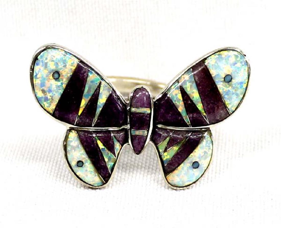 Southwestern Sterling Inlay Butterfly Ring (1 of 3)