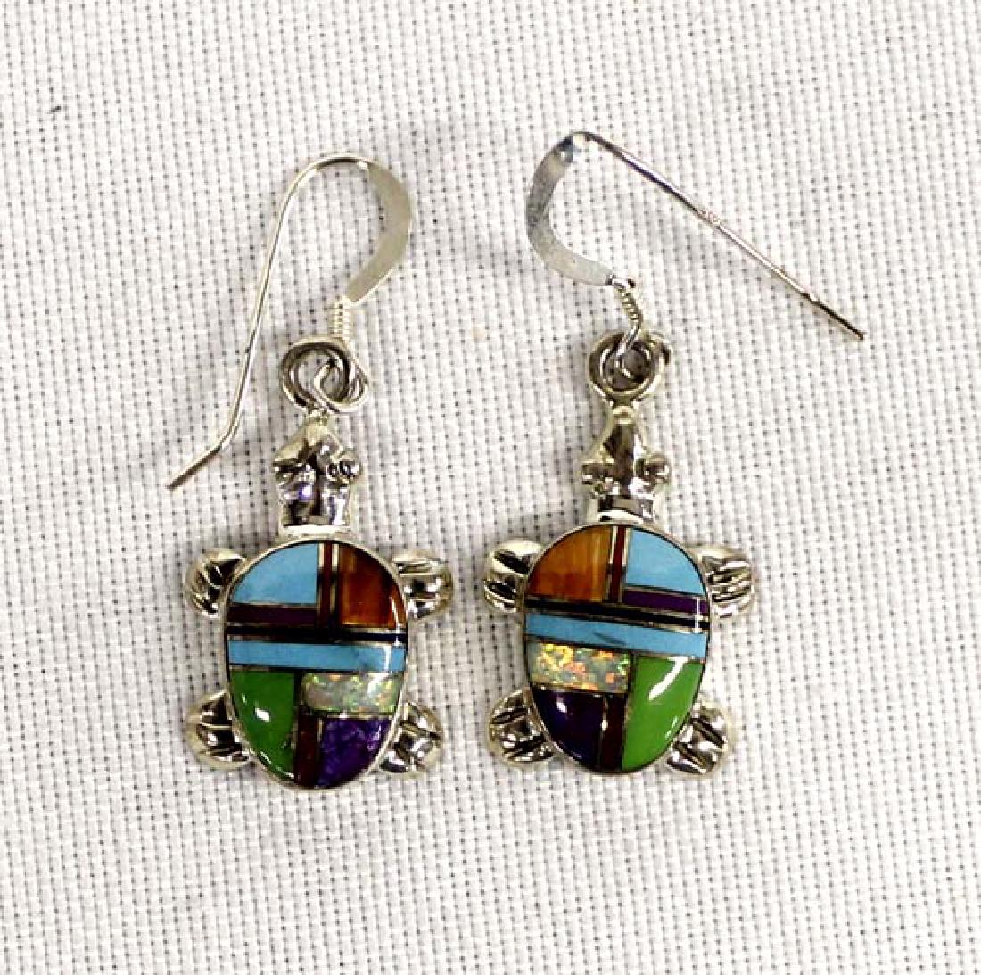 Southwestern Sterling Inlay Turtle Earrings (1 of 2)