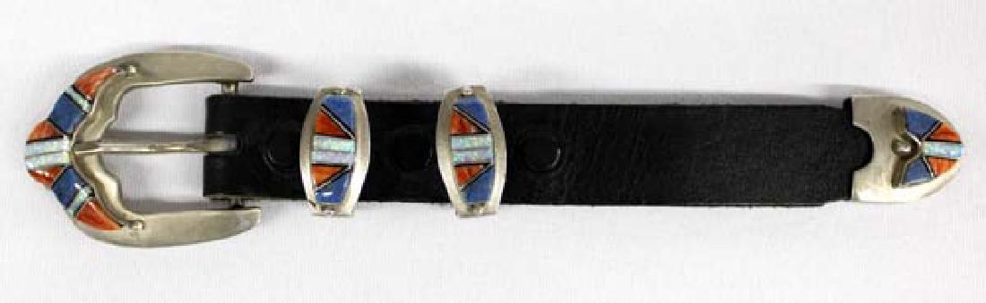 Zuni Sterling Channel Inlay Ranger Belt Buckle (1 of 2)