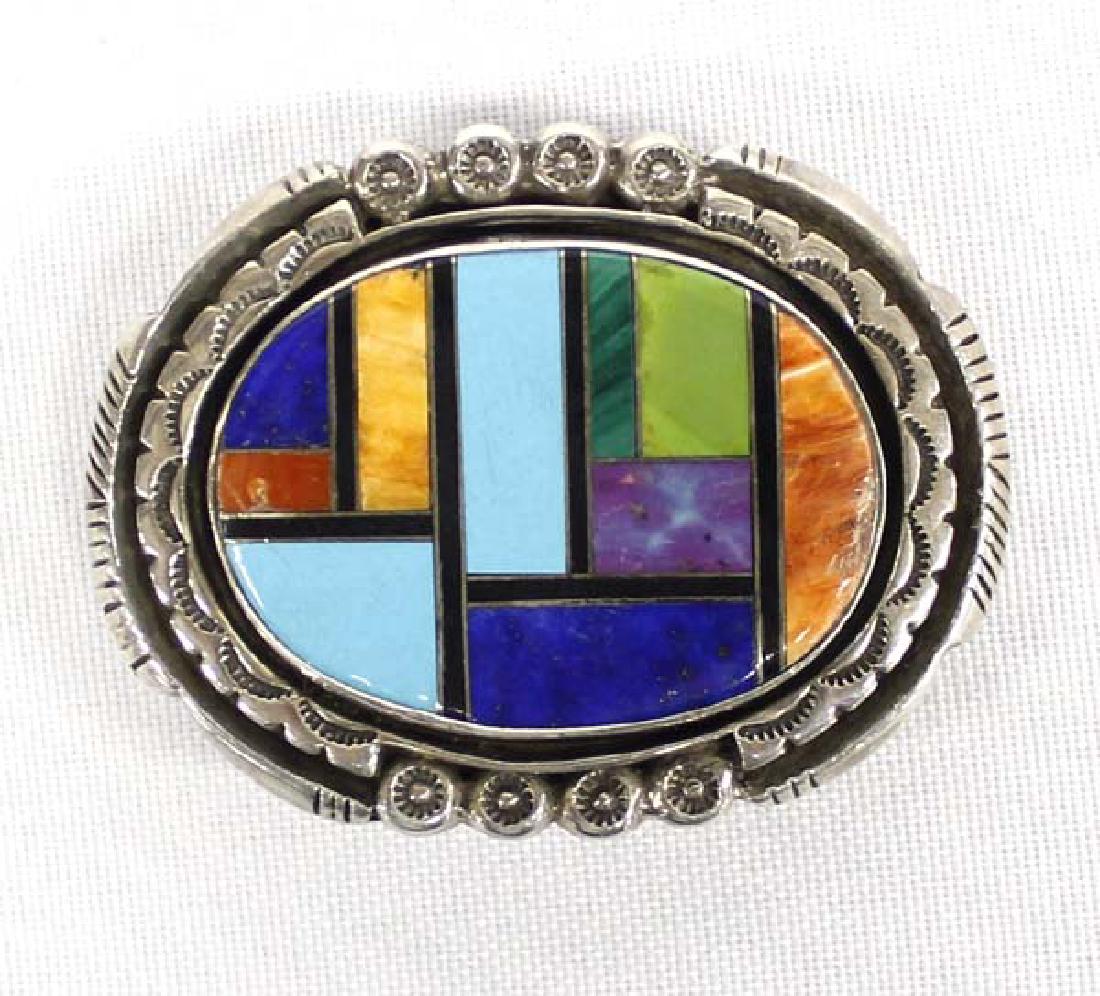 Navajo Sterling Inlay Belt Buckle (1 of 3)
