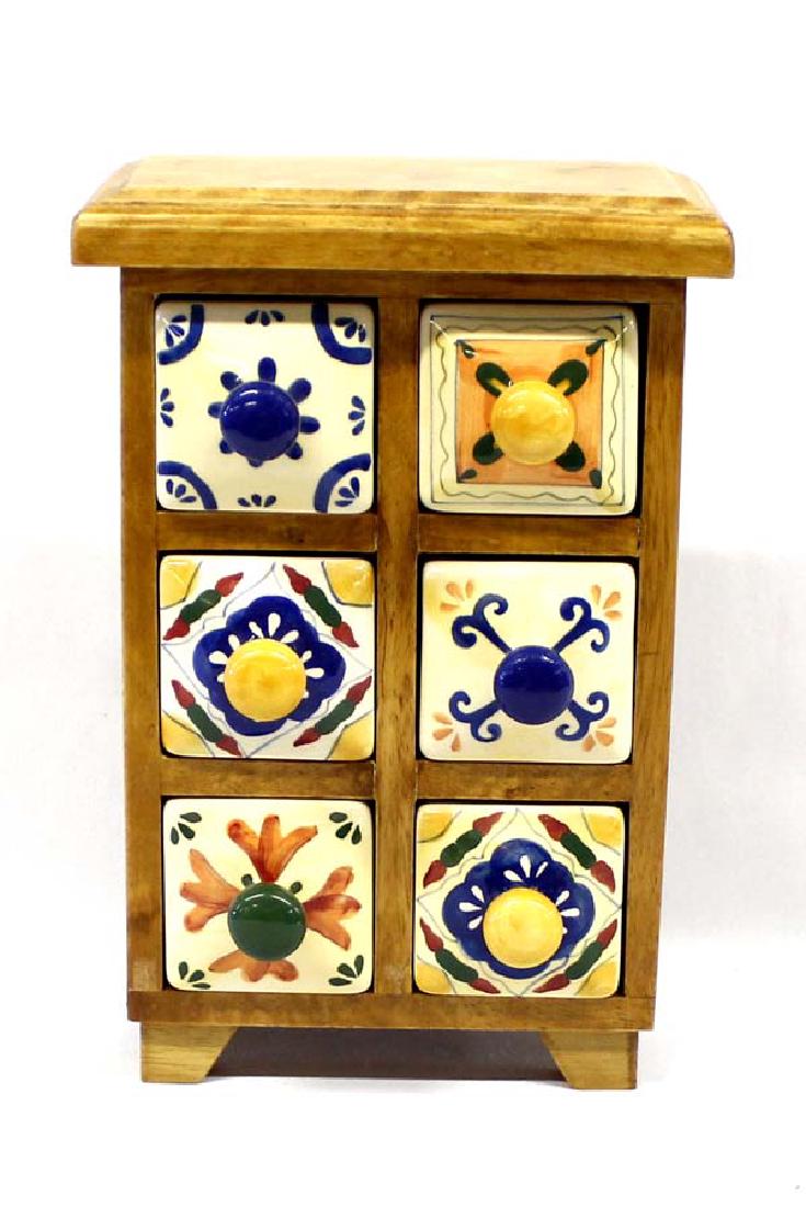 Small Pine Chest with Decorative Ceramic Drawers (1 of 4)