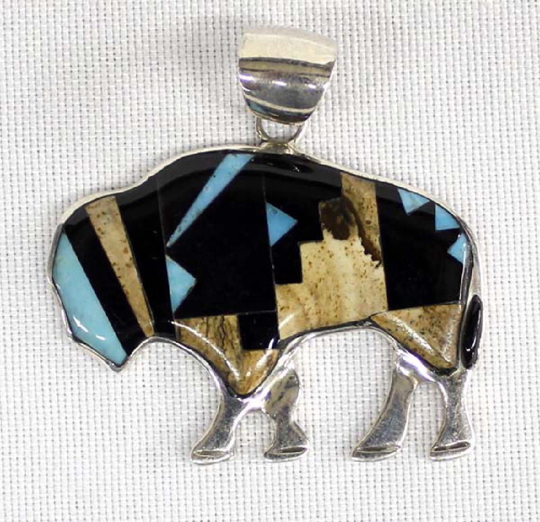 Native American Navajo Sterling Buffalo Pendant (1 of 3)