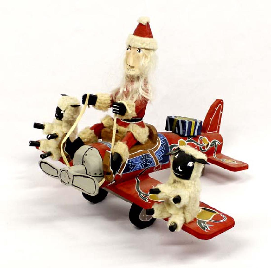 Navajo Carved Folk Art Santa in Airplane by D Buck (1 of 6)
