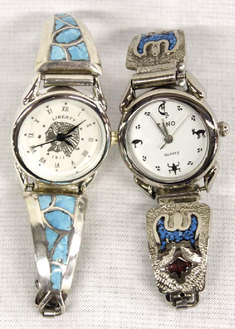 Native American Sterling Turquoise Watch Bands (1 of 3)