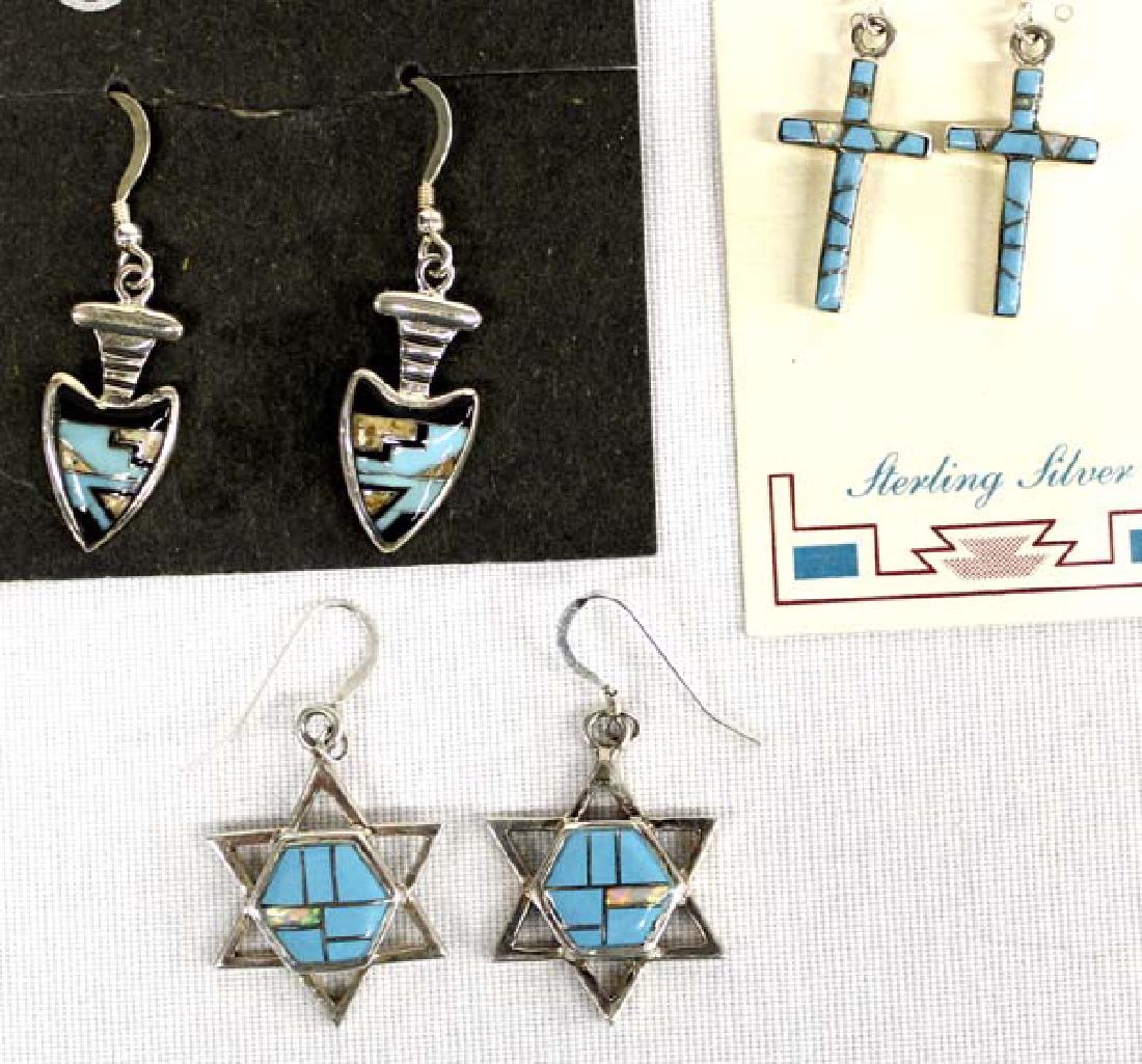 3 Pairs of Sterling Silver Inlay Earrings (1 of 7)