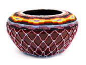 Hand Beaded Wood Bowl by Kathy Kills Thunder