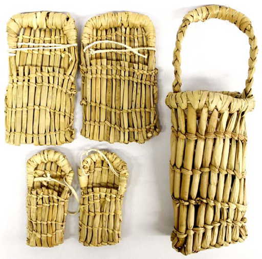 3 Native American Paiute Tule Reed Basketry Pieces