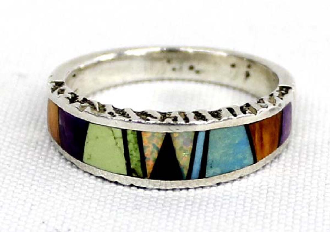Native American Navajo Sterling Inlay Ring, 10.5 (1 of 3)