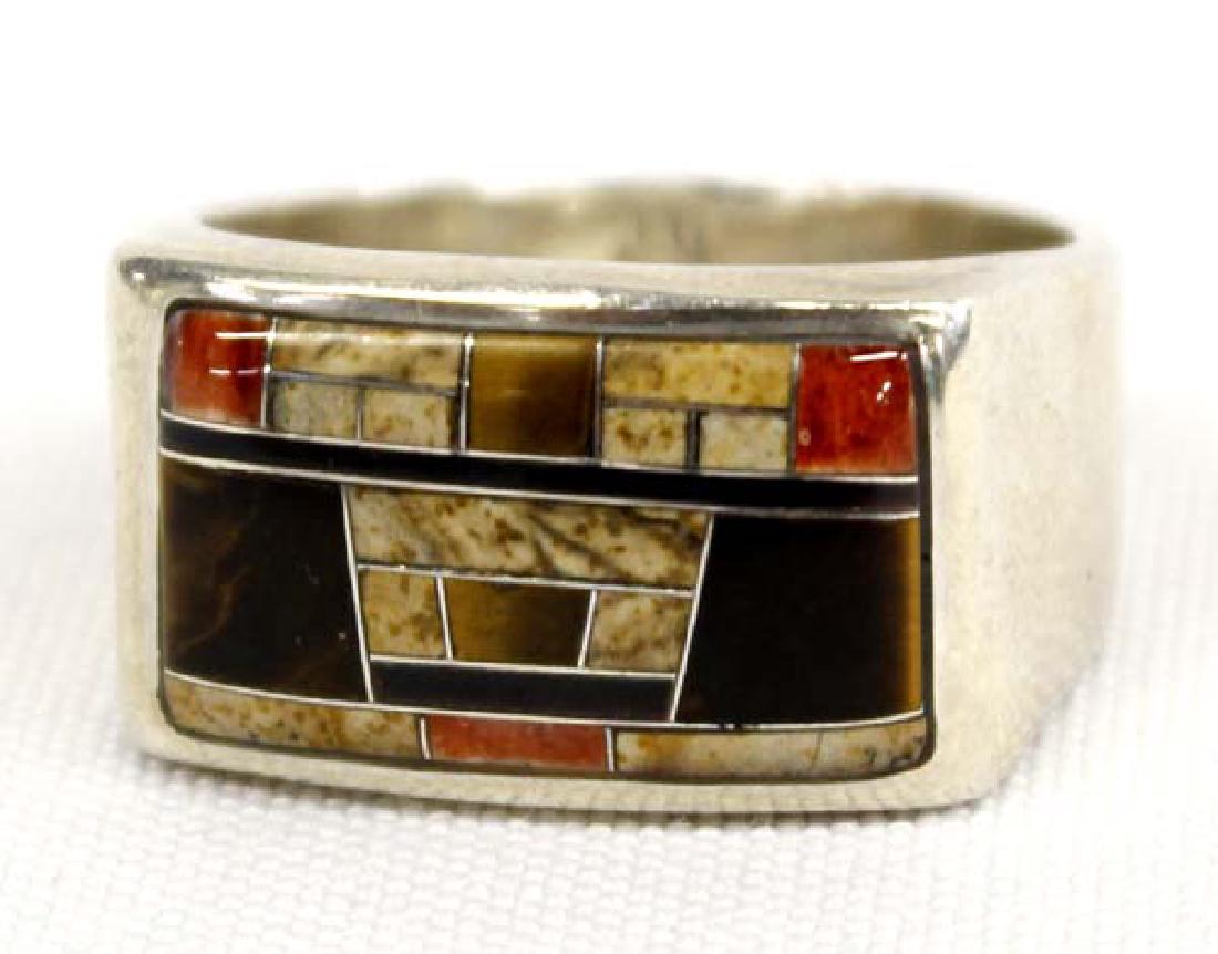 Native American Navajo Silver Inlay Ring, 12.25 (1 of 3)