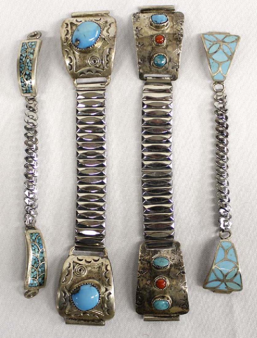 4 Navajo & Zuni Sterling Silver Watch Bands (1 of 3)