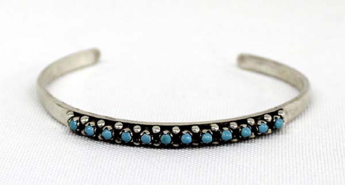 Zuni Sterling Petit Point Turquoise Bracelet (1 of 3)