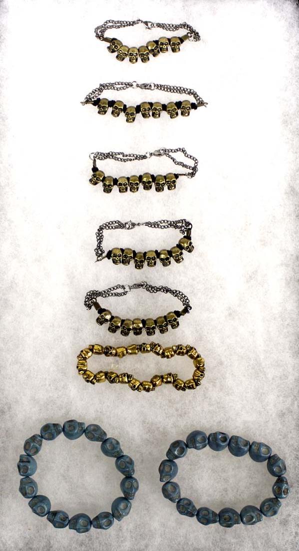 Group of Metal and Carved Stone Skull Bracelets (1 of 4)