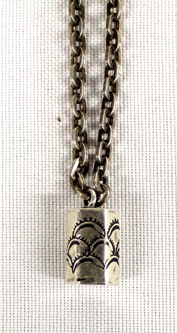 Hopi Sterling Silver Drum Pendant Necklace (1 of 2)