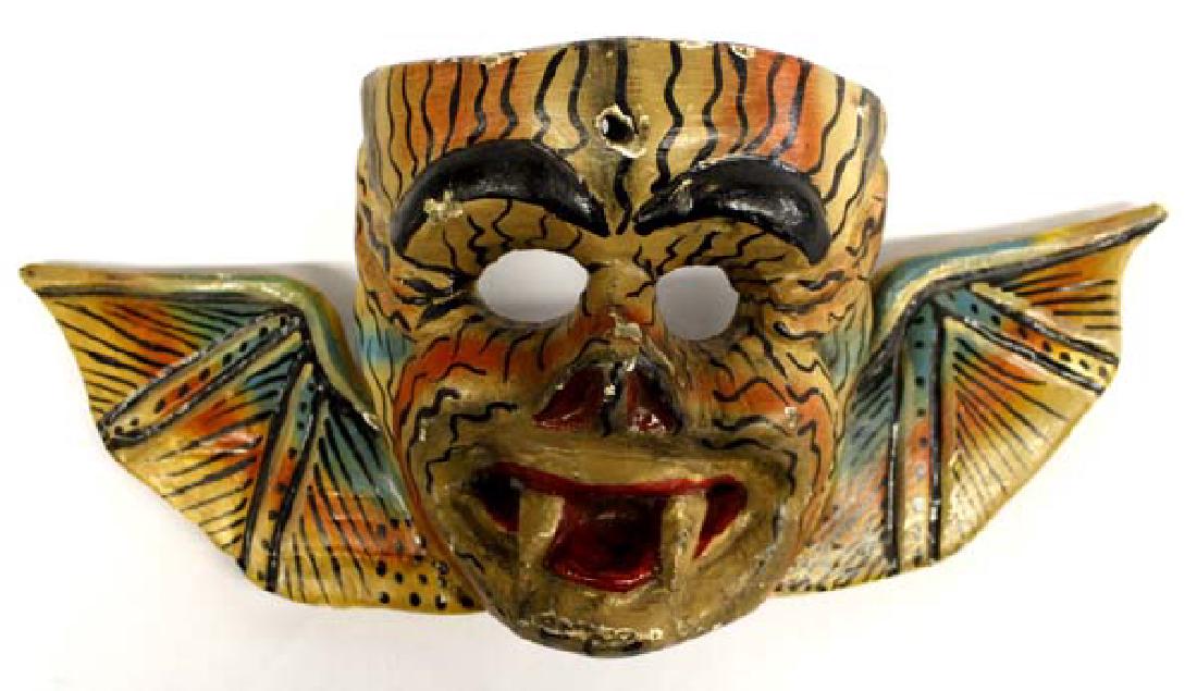 Vintage Mexican Carved Wood Devil Angel Mask (1 of 3)