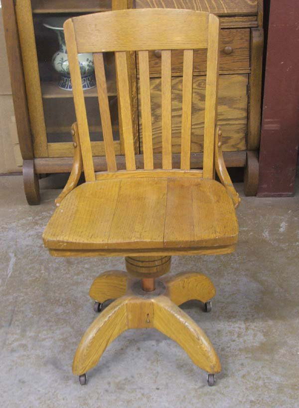 1708A Antique Oak Swivel Desk Chair