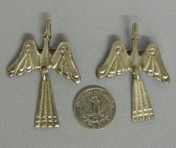 Vintage Silver Peyote Bird Pins 2.25'': Vintage Silver Peyote Bird Pins. Measures approx. 2.25''. SHI $15.