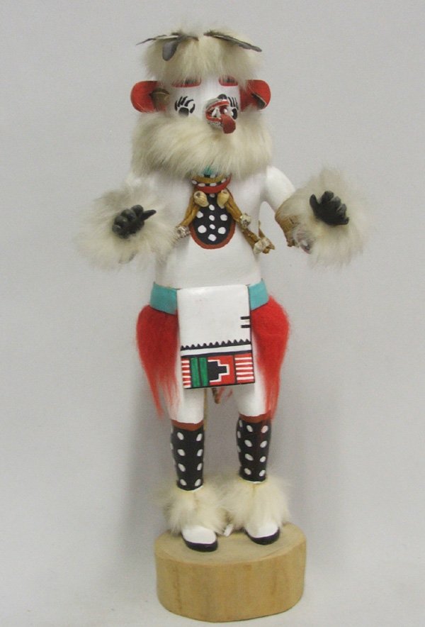 Hopi White Buffalo Kachina by Wilson Kaye 13'': Hopi White Buffalo Kachina by Wilson Kaye, measures 13'' tall. SHI $35.