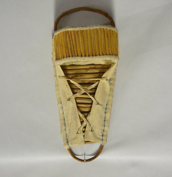 Miniature Apache Child's Toy Cradle Board 9.25'': Miniature Apache Child's Toy Cradle Board, measures approx. 9.25'' long. SHI $20.