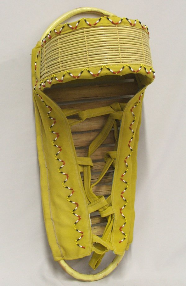 Beaded Apache Cradle Board 27.5'' Long: Beaded Apache Cradle Board, measures 27.5'' long. SHI $40.