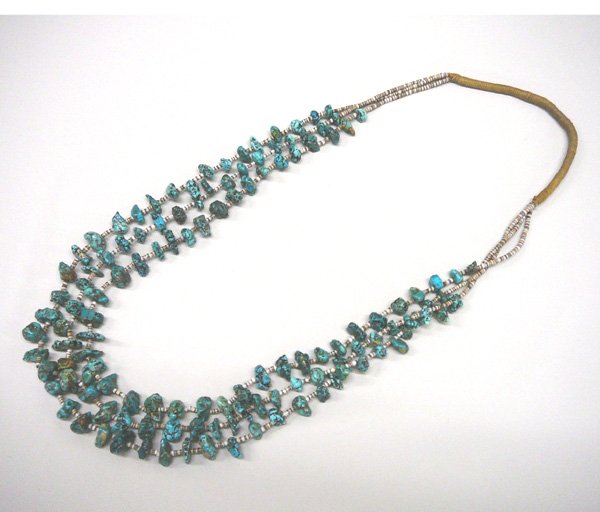 Navajo Lone Mtn. Turquoise Nugget Necklace 30'': Navajo Lone Mtn. Turquoise Nugget Necklace 30''. SHI $15.