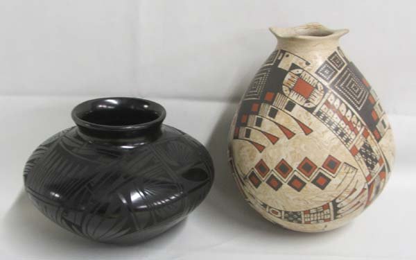 2 Mata Ortiz Pottery Signed Largest 7'' x 6'': 2 Mata Ortiz Pottery Signed Largest 7'' x 6''. Artists Oscar Jr. Quezada & Manuel Quezada. SHI $30.