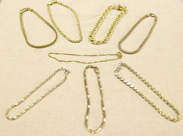 8 Geisler Estate 14K Gold Chain Bracelets: 8 Geisler Estate 14K Gold Chain Bracelets. SHI $15.