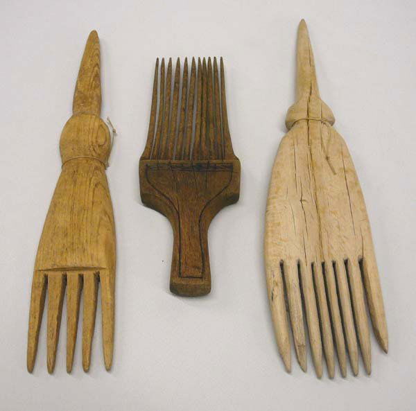 1011 3 Navajo Hand Carved Wood Weaving Tools 11''