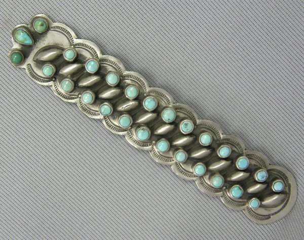 Vintage Navajo Sterling Silver Turquoise Pin 4.5
