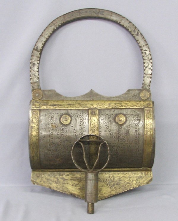 Antique Middle East Metal City Gate Lock 17'' H