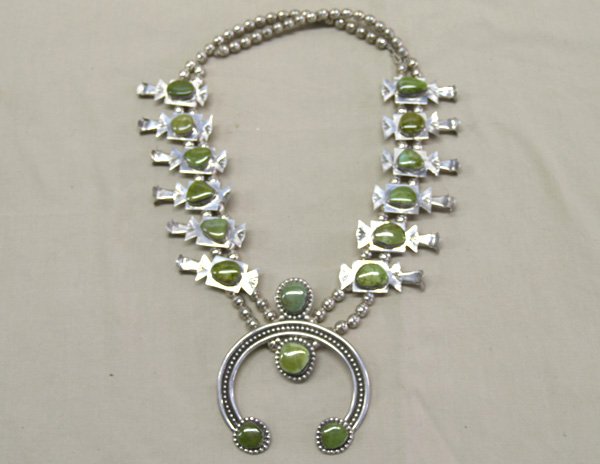 Navajo Sterling Turq. Squash Blossom Necklace 27'