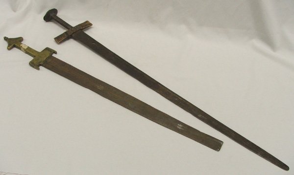 2 Early African Brass Swords 31''