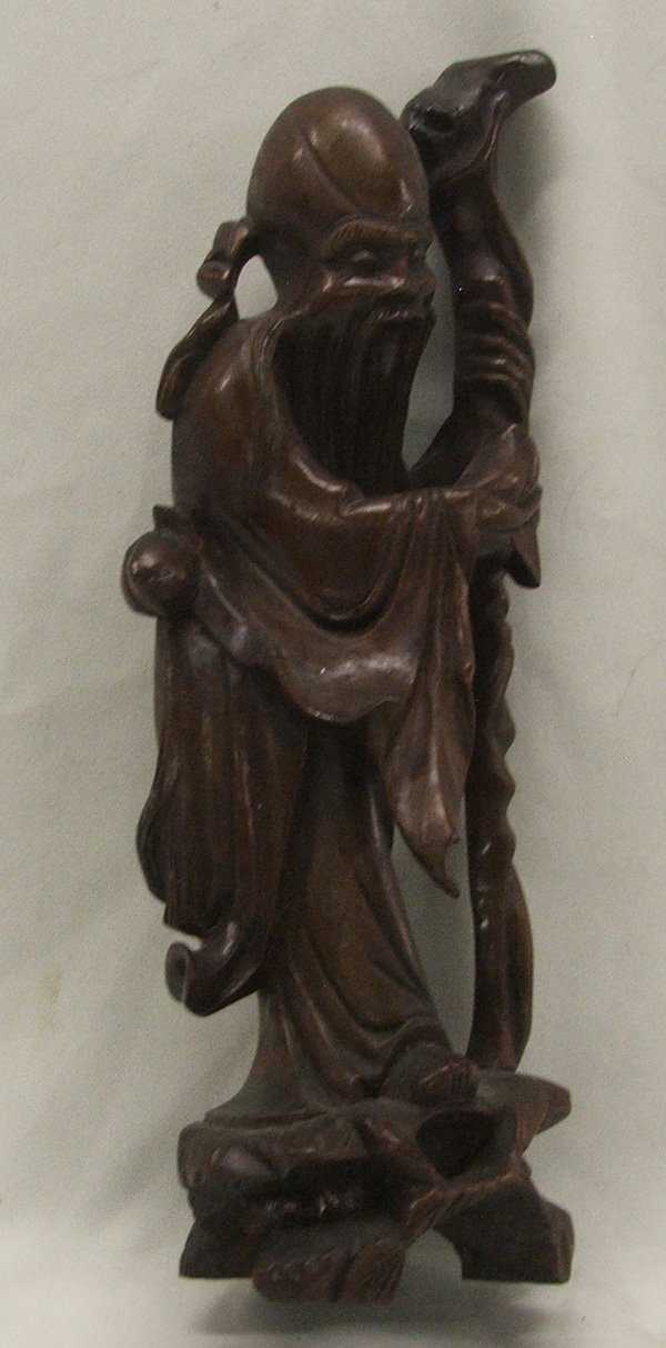 1920s Oriental Carved Wood Statue 9.5'' High