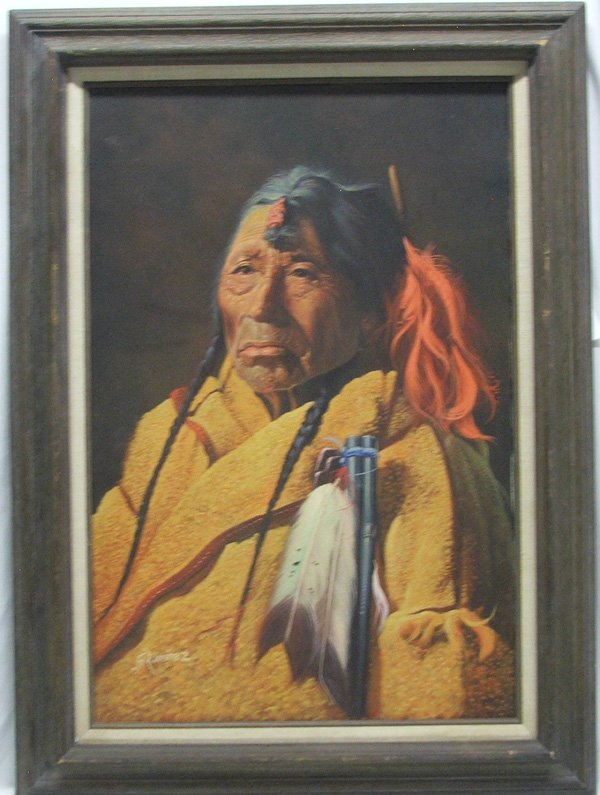 Framed Picture of Indian By Ramirez 30''x20''