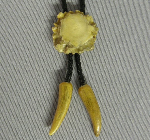 Vintage Bone Ivory Bolo Tie, Slide 1.5x1.5''
