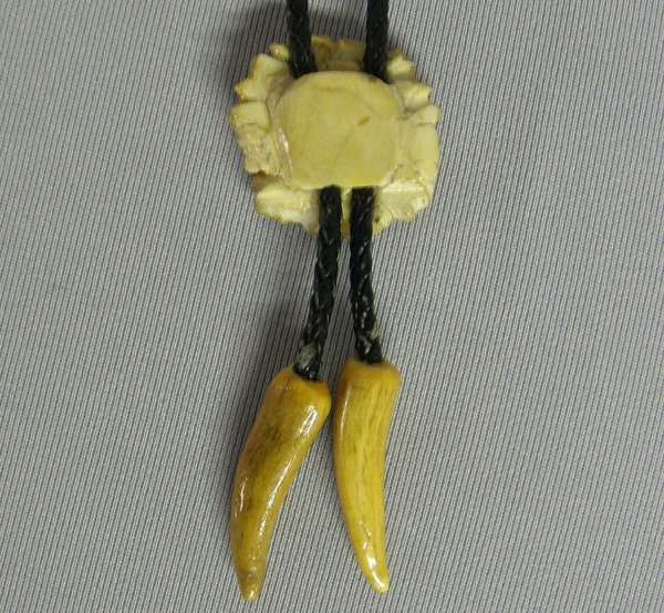 Vintage Bone Ivory Bolo Tie, Slide 1.5x1.5'' - 2
