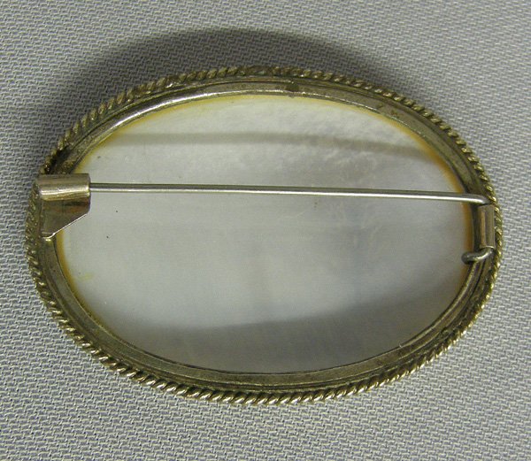 Russian Mother Of Pearl Hand Painted Brooch 1x2" - 2