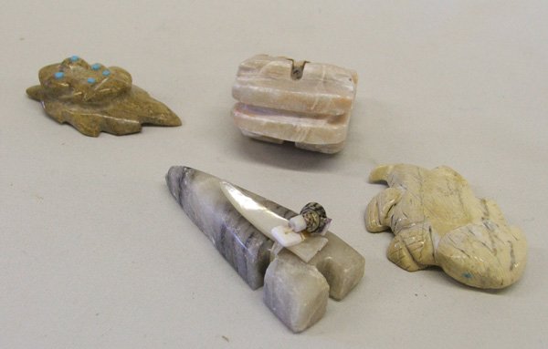 4 Zuni Miniature Fetishes, Frog, Toad, Etc. 2.5''