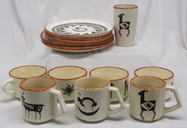 14 Mimbres Design Dishes by Artist Mallek, 