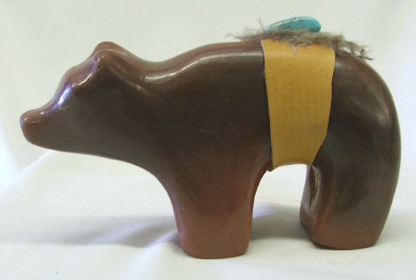 Pottery Pueblo Bear Fetish 4''H x 6.5''L - 2