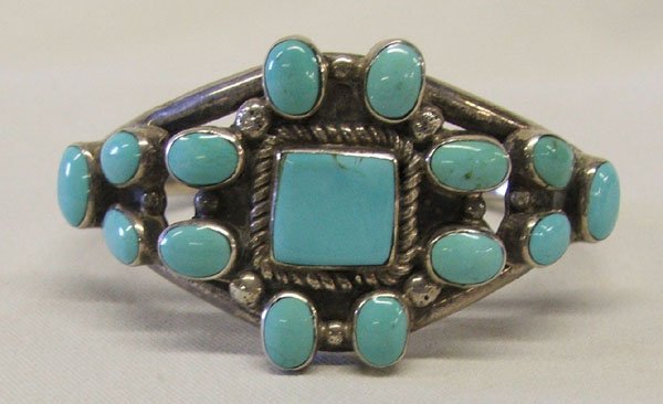 Navajo Turquoise Cluster Bracelet 6.25''